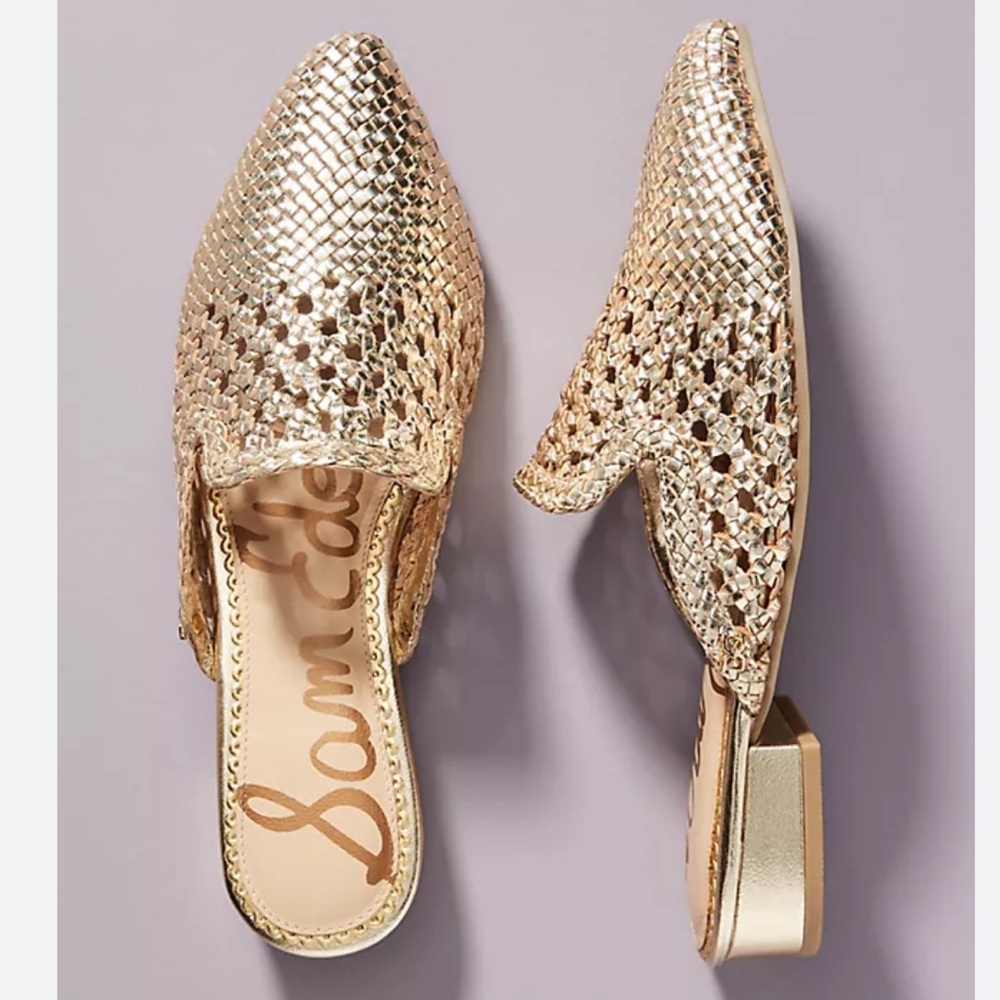 Sam Edelman Gold Woven Mules